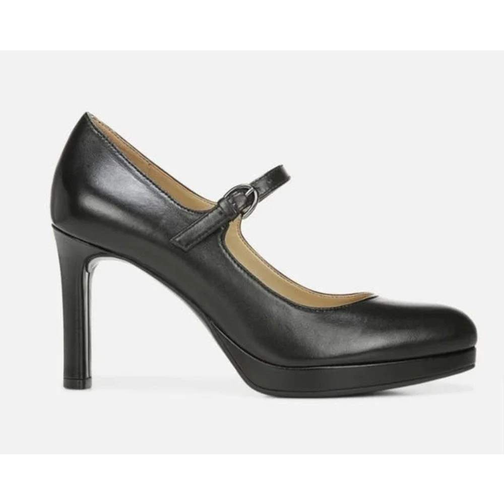 Naturalizer Black Leather Mary Jane Heels